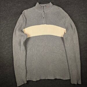 Polo Jeans Co Ralph Lauren Mens Gray Ribbed Knit 1/4 Zip Sweater Size XXL
